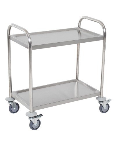 2-Tier Kitchen Cart, Rolling Utility Cart, Stainless Steel Serving Cart, 71x41x81cm, Silver