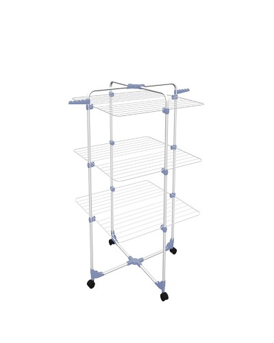 Gimi Modular 3 modular clothes airer, 30 m, in silver steel with folding wheels.
