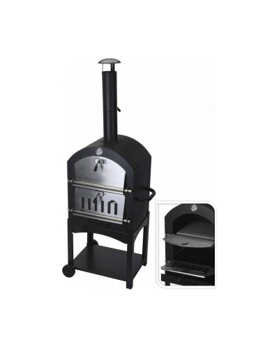 Barbacoa de Carbón Negra con Ruedas - Ø 10 x 46,5 cm - 44,5 x 65 x 158 cm
