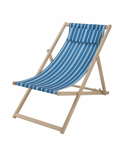 Klapstoel met Hoofdsteun Hout Stof 97 x 56 x 85 cm