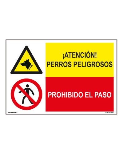 Kyltti Normaluz Perros Peligrosos / Prohibido El Paso 60 x 40 cm