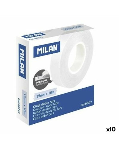 Milan Transparent Double-Sided Tape 15 mm x 10 m (Pack of 10)
