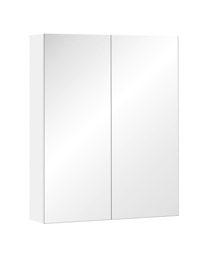 White MDF Bathroom Wall Cabinet with 2 Doors and Mirror 60 x 75 x 15cm