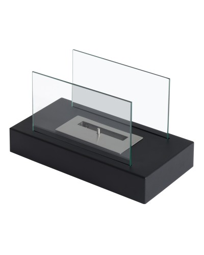  Camino a Bioetanolo da Tavolo 830 W Bruciatori senza Residui Inodore In Acciaio Inox con Vetro 35x18x21 cm Nero