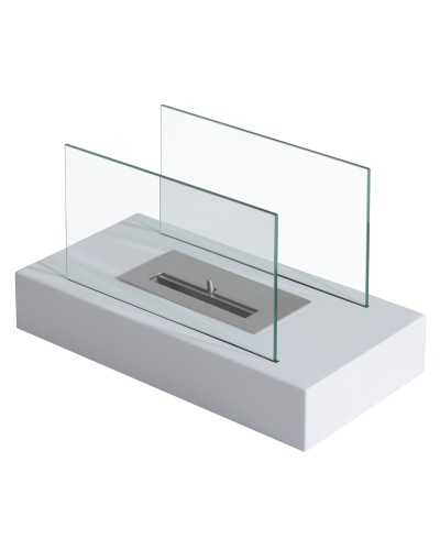  Camino a Bioetanolo da Tavolo 830 W Bruciatori senza Residui Inodore In Acciaio Inox con Vetro 35x18x21 cm Bianco