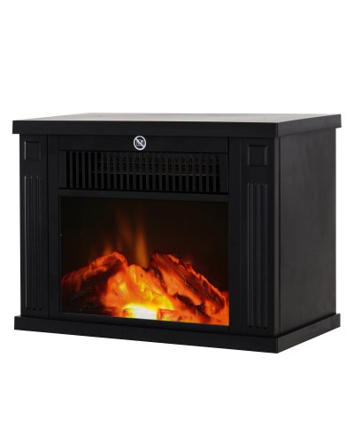  Camino Elettrico da Tavolo con Effetto Fiamma, Caminetto con Potenza Regolabile 600/1200W, Copertura 10-15m², Nero