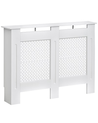  Copritermosifone Moderno a Griglia in MDF per Casa e Ufficio, 111.5x82x19 cm, Bianco