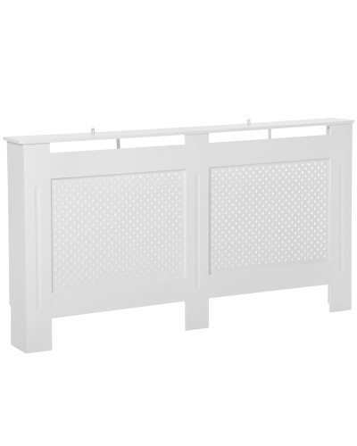 MDF Wooden Radiator Cover, Modern Radiator Cabinet with White Painted Top Shelf, 151.5x82x19 cm