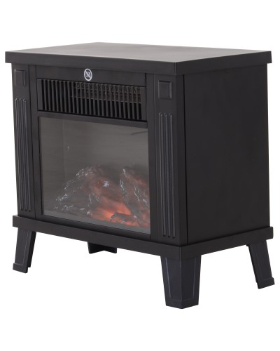 Modern Electric Freestanding Fireplace 600W/1200W with Flame Effect 34 x 17 x 31cm Black