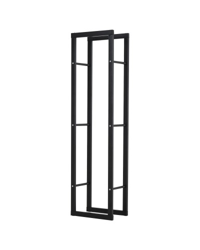 Black Metal Vertical Firewood Rack Indoor Outdoor 100 kg Max Capacity 40x25x150 cm