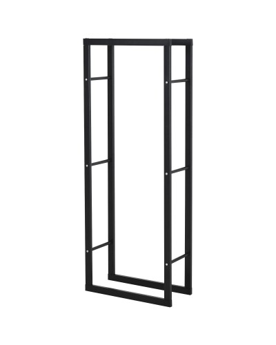  Porta Legna Verticale in Metallo Nero da Interni ed Esterni con Portata 100 kg max, 60x25x150 cm