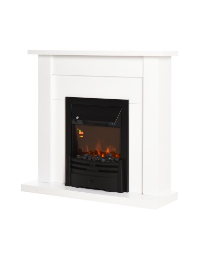 Electric Fireplace 1000W/2000W, 5-Level LED Flame Effect, Remote Control, Tempered Glass, White 102x30x95cm