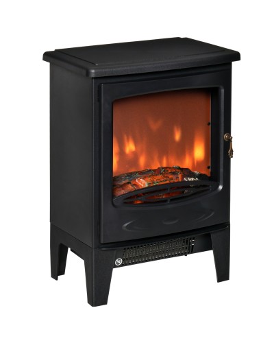 Electric Freestanding Fireplace with Flame Effect, Adjustable Temperature 900W-1800W, 15-20m² Coverage, 39x26x54.8cm, Black