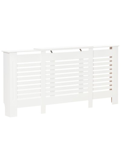  Mobile Copricalorifero Larghezza Regolabile e Mensola Superiore in MDF e Legno, 140-202x19x82.5cm, Bianco