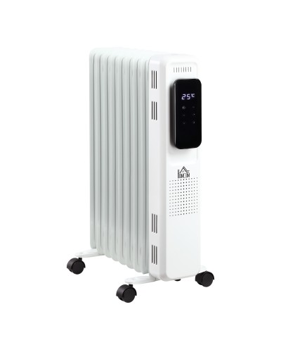  Calorifero a Olio a 9 Elementi, 3 Livelli di Riscaldamento e Timer, 42.5x24x63cm, Bianco