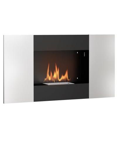  Camino a Bioetanolo 0.9L da Parete in Acciaio Inox, 100x15x54 cm, Nero e Argento