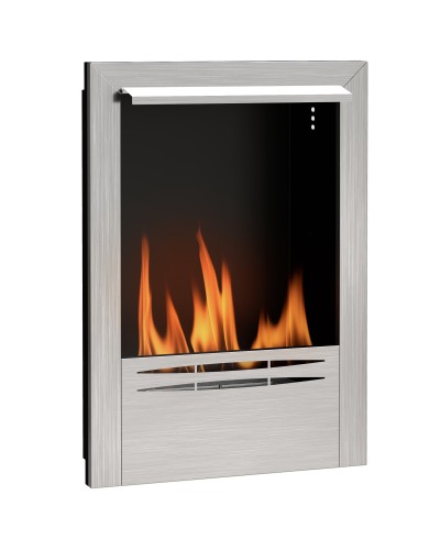 Built-in Bio Ethanol Fireplace in Steel, 0.9L Capacity and 3.3 Hour Burn Time, 48x18x59 cm, Silver
