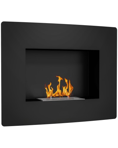 Built-in Bio Ethanol Fireplace in Steel, 3.3 Hour Burn Time, 0.9L Capacity, 66x16x52 cm, Black