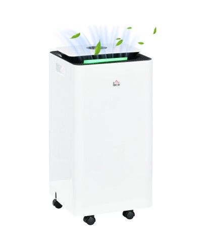  Deumidificatore da 12L in ABS con 5 Modalità, 2 Velocità e Timer da 24h, 25x25x50.5 cm, Bianco e Nero