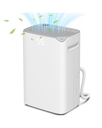 20L/Day Portable Dehumidifier, 2.5L Tank, 2 Speeds & 3 Modes, 24-Hour Timer, White