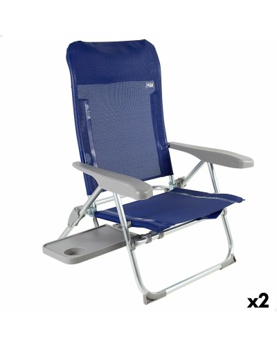 Strandstol Aktive Slim Hopfällbar Marinblå 47 x 89 x 57 cm (2 antal)