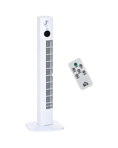  Ventilatore a Torre 45W a 3 Modalità e 3 Velocità con Timer da 12h e Diffusore, 31.5x31.5x96 cm, Bianco