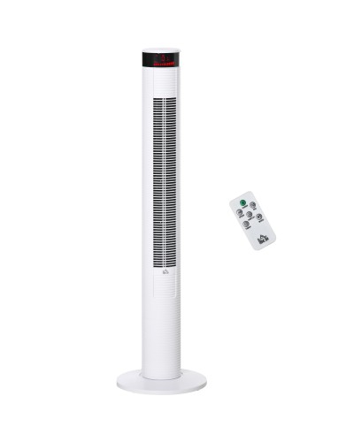  Ventilatore a Colonna con 3 Velocità e 4 Modalità, Timer di 12h, Pannello LED e Telecomando, Bianco