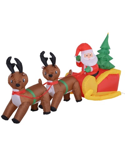 Inflatable Santa with Sleigh and Reindeer, Electric Self-Inflating, Waterproof and Durable, 2.3 Meters Long