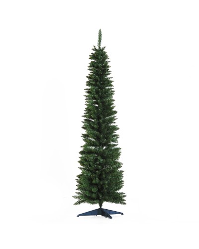 180cm Realistic Artificial Christmas Tree - Tall Slim Green Xmas Tree with Plastic Base