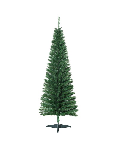 150cm Artificial Christmas Tree with Realistic Branches, Tall Slim Christmas Tree with Plastic Base, Green