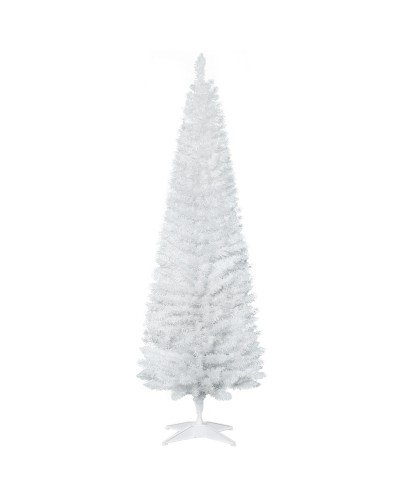 Artificial Christmas Tree 180cm Realistic Branches, Tall Slim Christmas Tree with Plastic Base, White