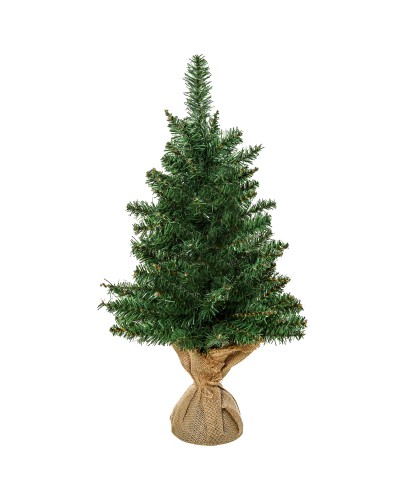  Albero di Natale Mini 60cm con 70 Rami Folti e Aghi Realistici in PVC, Base in Cemento e Iuta