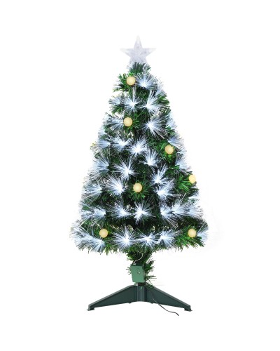 90cm Artificial Christmas Tree with 90 Branches, LED and Fiber Optic Christmas Tree, Removable Folding Base