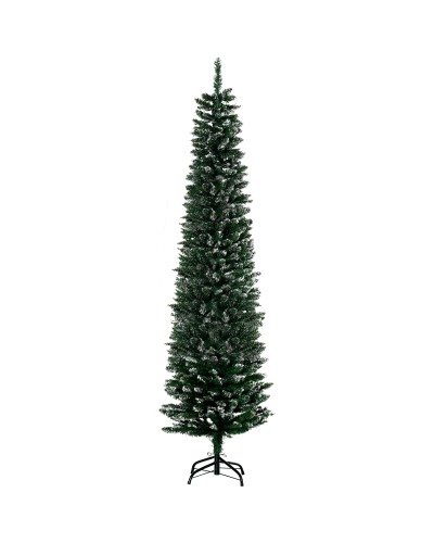  Albero di Natale Innevato Artificiale Alto e Stretto con 570 Rami, Base Rimovibile e Pieghevole, Φ53x190cm, Verde