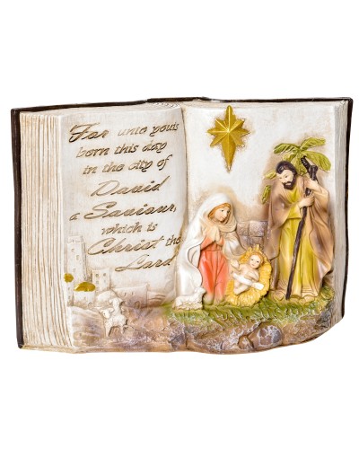  Presepe di Natale, Natività con Statuine 3D in Resina, 21.5x9.5x14cm