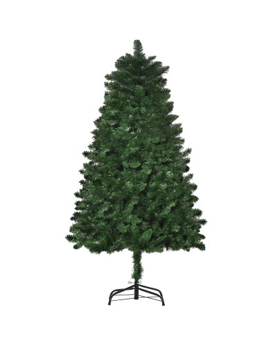  Albero di Natale 150cm Artificiale Pieghevole con Base Rimovibile, 454 Rami, in PVC e Acciaio, Verde