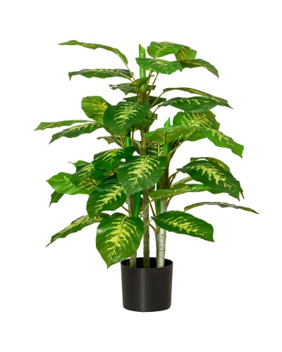  Pianta Artificiale Sempreverde con Vaso Φ17x14.5 cm Nero per Interni ed Esterni, Altezza Pianta 95 cm