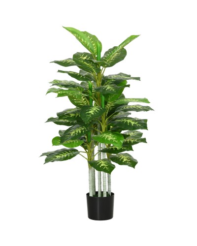  Pianta Artificiale Decorativa Alta 120 cm con Vaso Nero per Interni ed Esterni