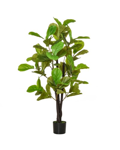 Artificial Ficus Tree for Indoor and Outdoor, Realistic Fake Plant with 78 Leaves, 130cm