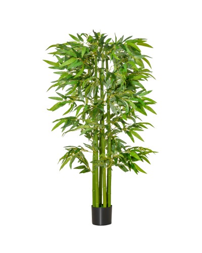  Pianta Finta di Bambù Alta 160cm con Vaso Nero per Interno