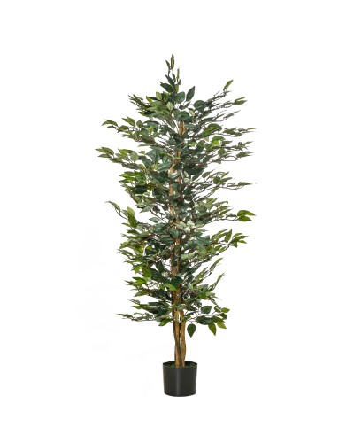  Pianta Finta di Ficus Alta 150cm, Decorazione per Interno ed Esterno con Vaso Incluso