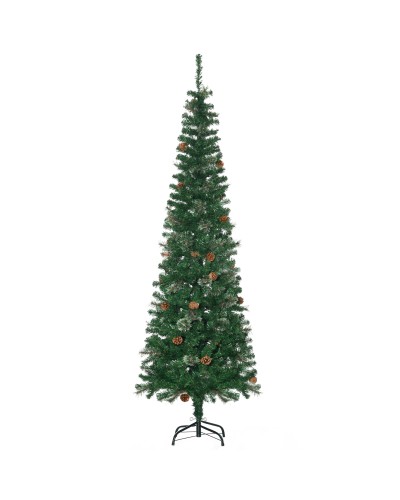  Albero di Natale Alto 195cm Realistico con Pigne Decorative e 556 Rami, Verde