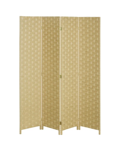 4-Panel Wooden Room Divider Screen, Folding and Space-Saving, 170cm High, Brown
