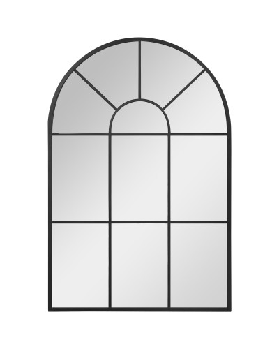 Modern Arch Wall Mirror 91x60 cm for Bedroom and Living Room, Black Metal and Glass