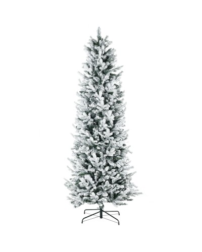  Albero di Natale Innevato 225cm con 988 Rami e Base in Acciaio per Interni con Apertura Automatica