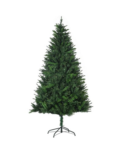  Albero di Natale Artificiale 180cm con 786 Rami, 2 Sezioni e Base in Metallo, Verde