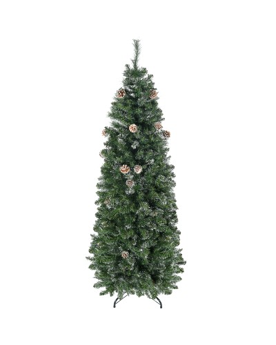 180cm Artificial Christmas Tree with Pine Cones, 618 Branches and Metal Stand, Green