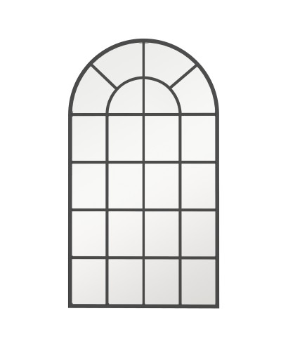  Specchio ad Arco per Casa e Ufficio con Montaggio a Parete, in Vetro e Metallo, 62x2.5x110 cm, Nero