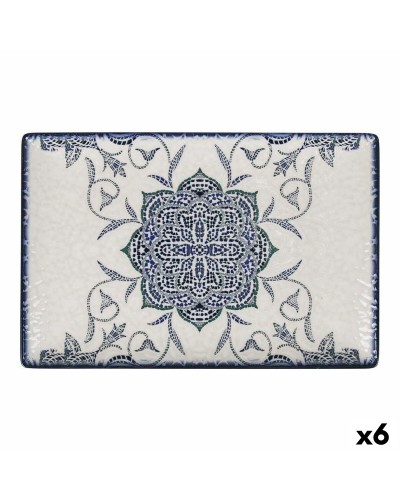 Plat Rectangulaire Rosetta La Mediterránea en Porcelaine, 30x20x2,5 cm, Lot de 6
