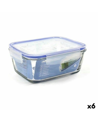 Set de 6 Recipientes Herméticos Rectangulares Borgonovo Superblock para Alimentos, 21x16x8,5 cm.
